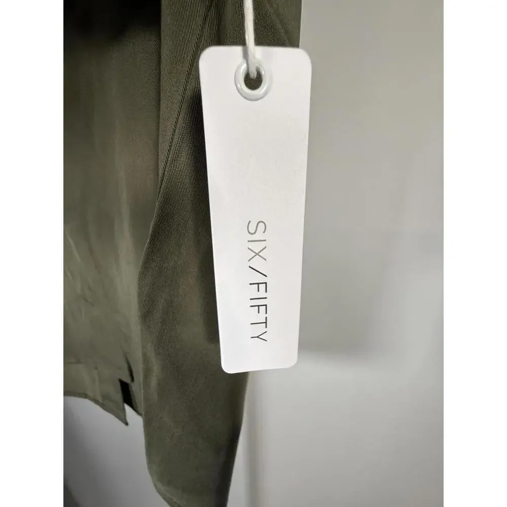 NWT Six/Fifty Olive Short Sleeve Pocket Top Button Back Blouse Size Medium - Picture 5 of 7
